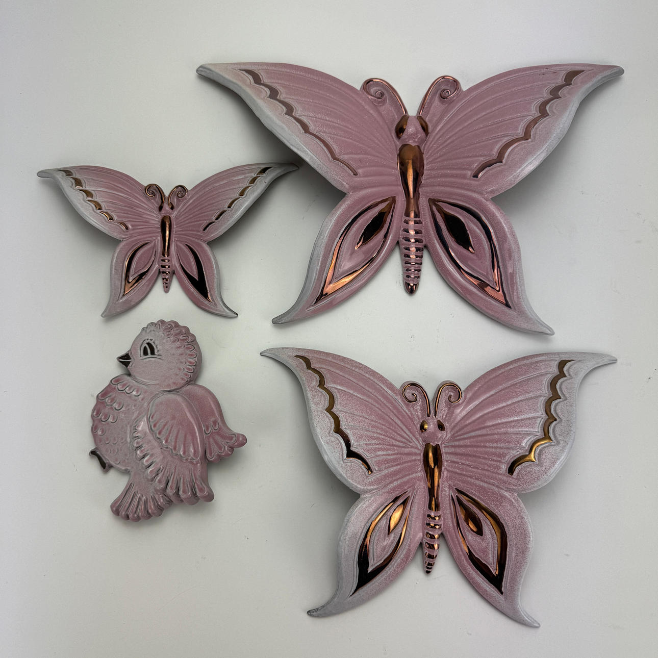 FOUR WALL DECORATIONS, ceramics, Norrman, Motala, signed.