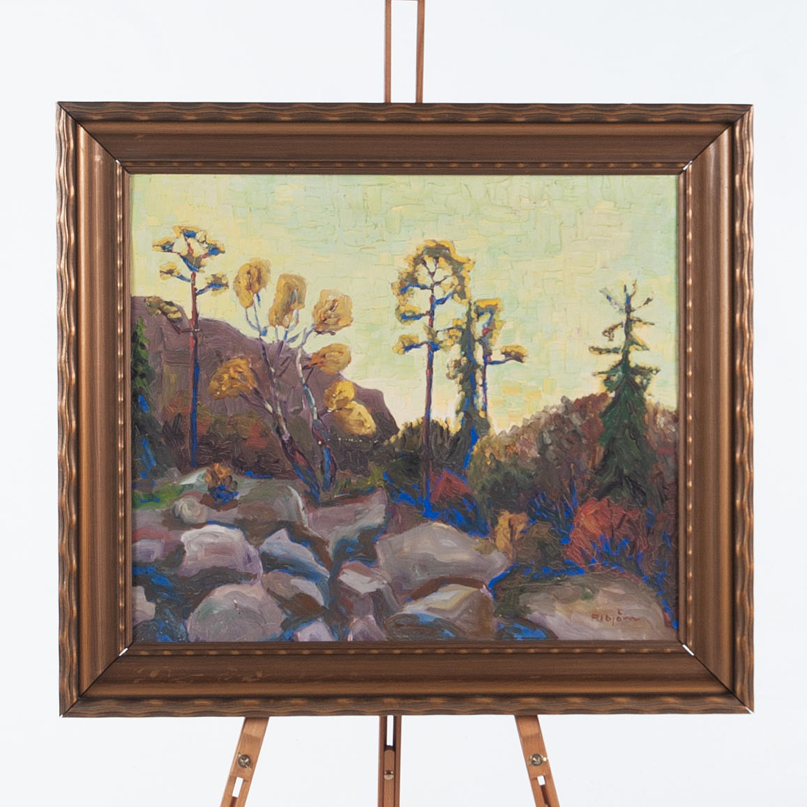 ALBJÄR. Oil on canvas, expressive landscape.