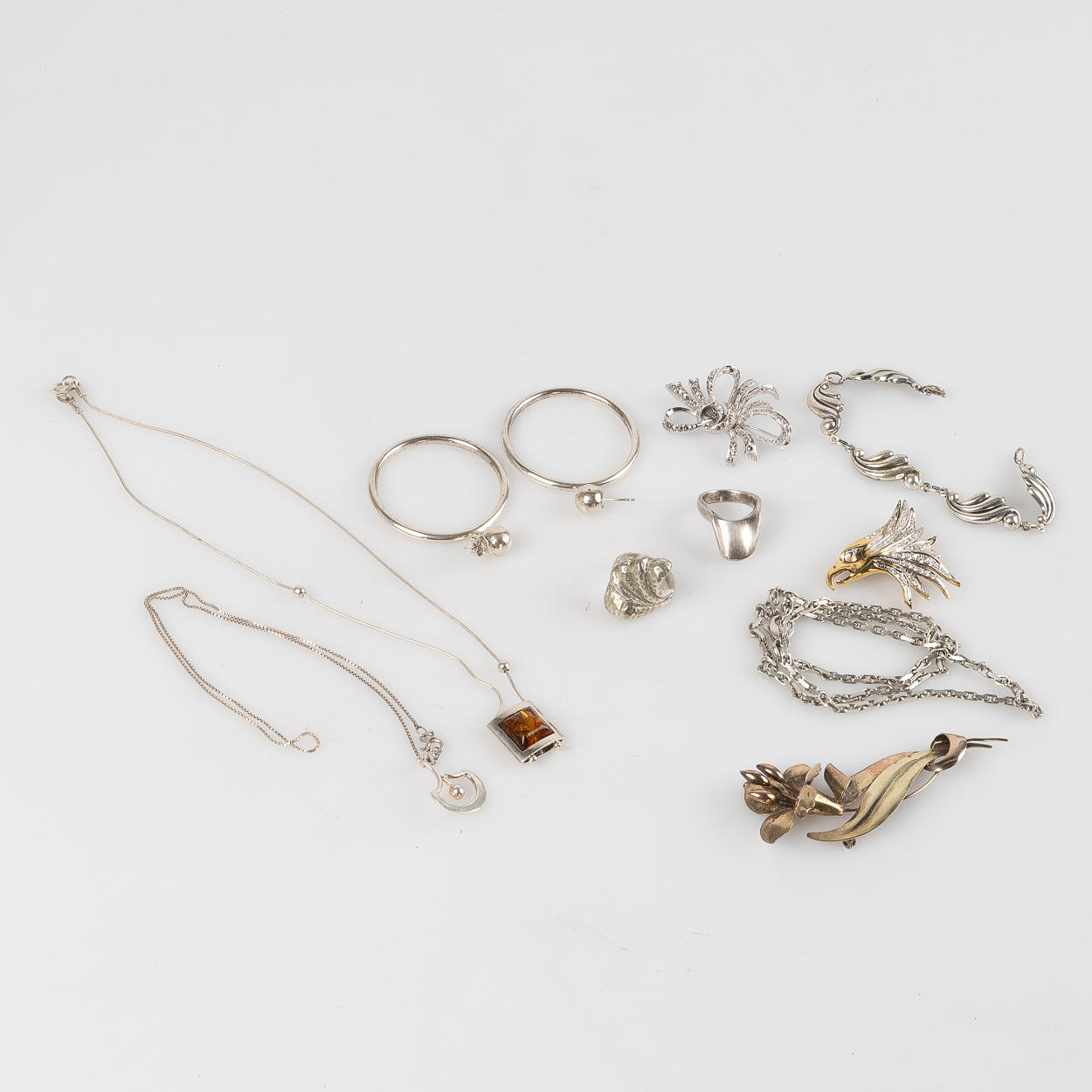 COLLECTION JEWELRY, 9 pieces, silver.