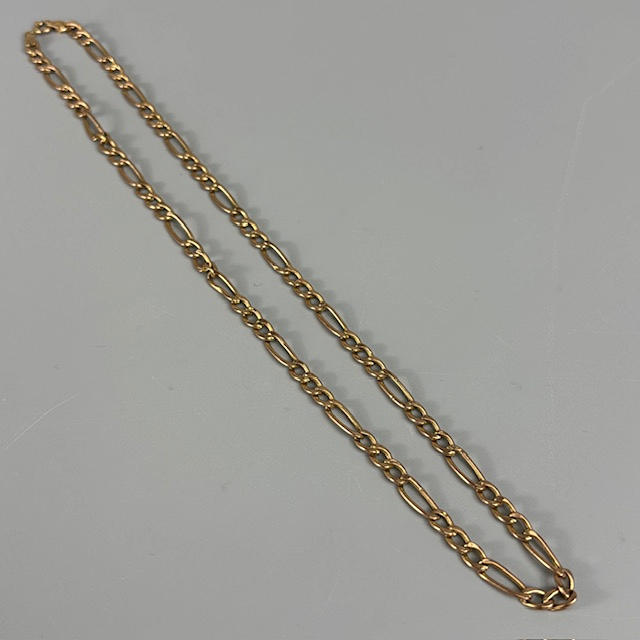 375 9CT HALLMARKED FIGARO LINK CHAIN.