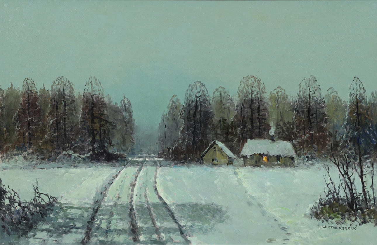 WIKTOR KORECKI. Road, oil on canvas, signed.