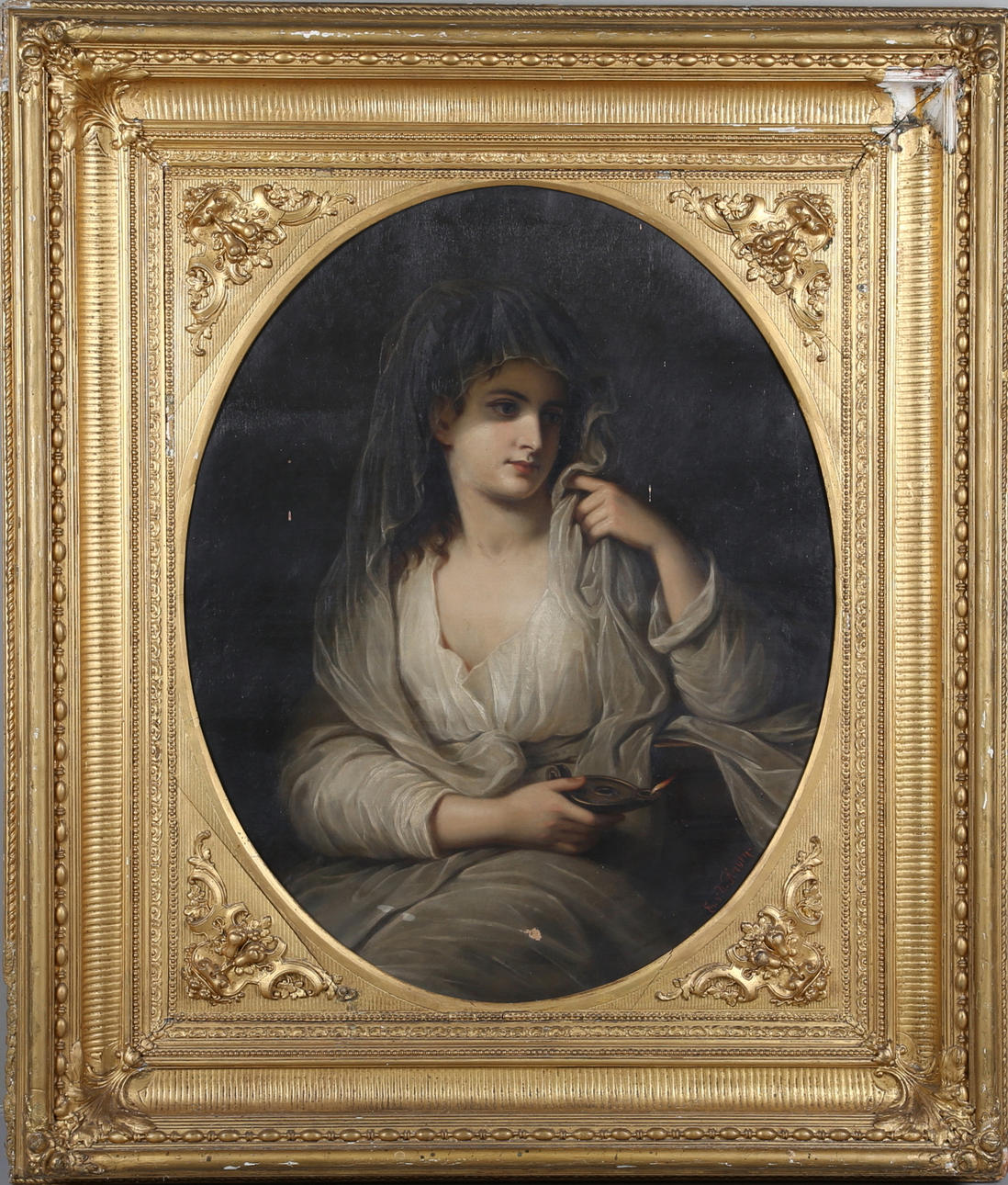 OIDENTIFIERAD KONSTNÄR, olja på duk , möjligen signerad E. v.d. Haden, 1700-/1800-tal.