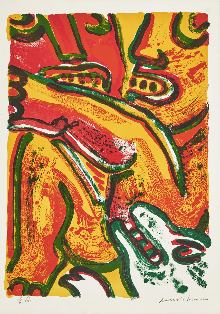 BENGT LINDSTRÖM. Figure composition, signed, EA, color lithograph.