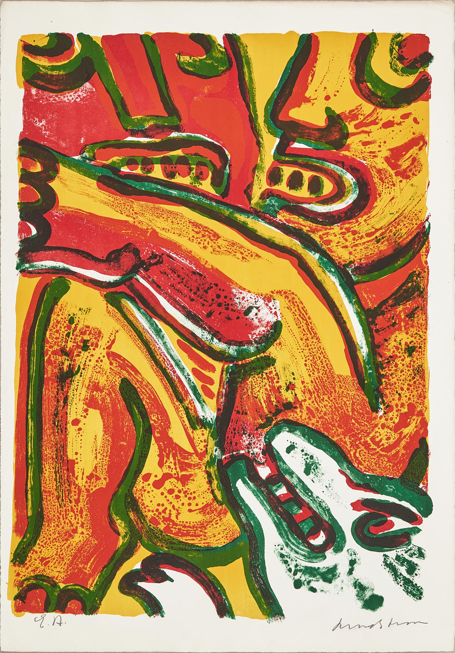 BENGT LINDSTRÖM. Figure composition, signed, EA, color lithograph.