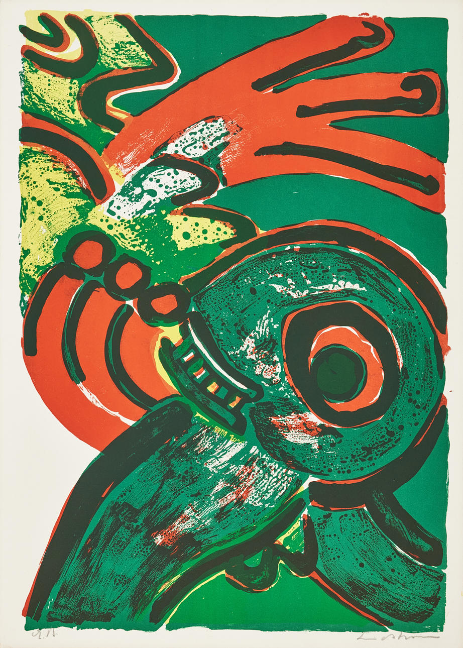 BENGT LINDSTRÖM. Figure composition, signed, EA, color lithograph.