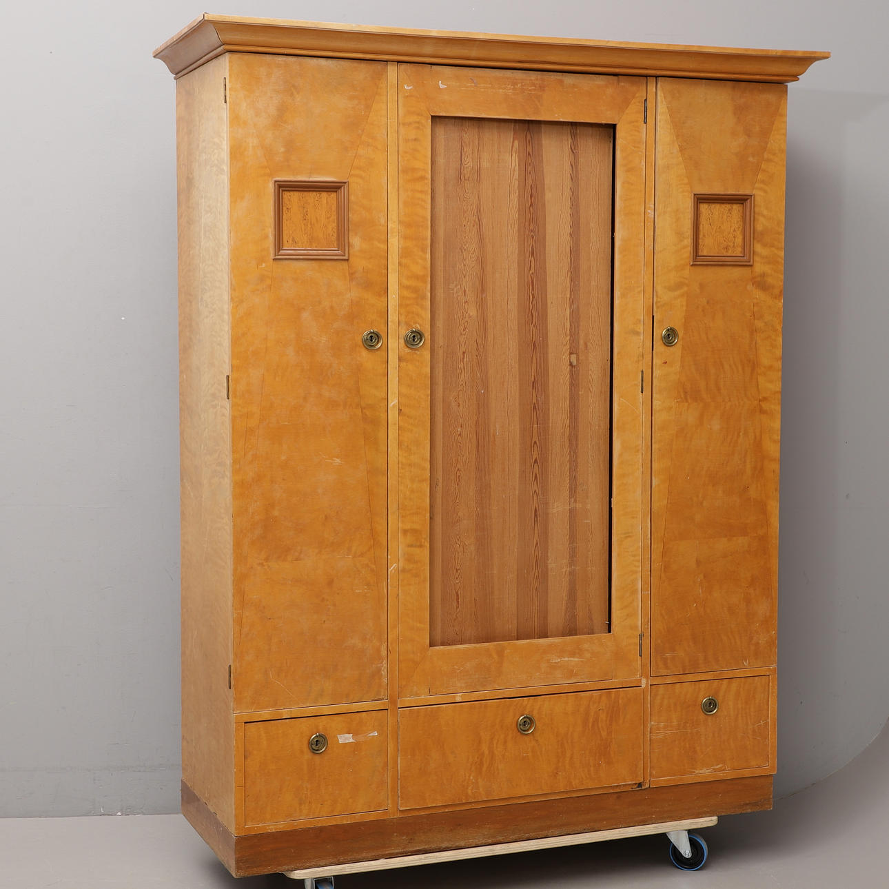 A birch wardrobe, early 20th century.