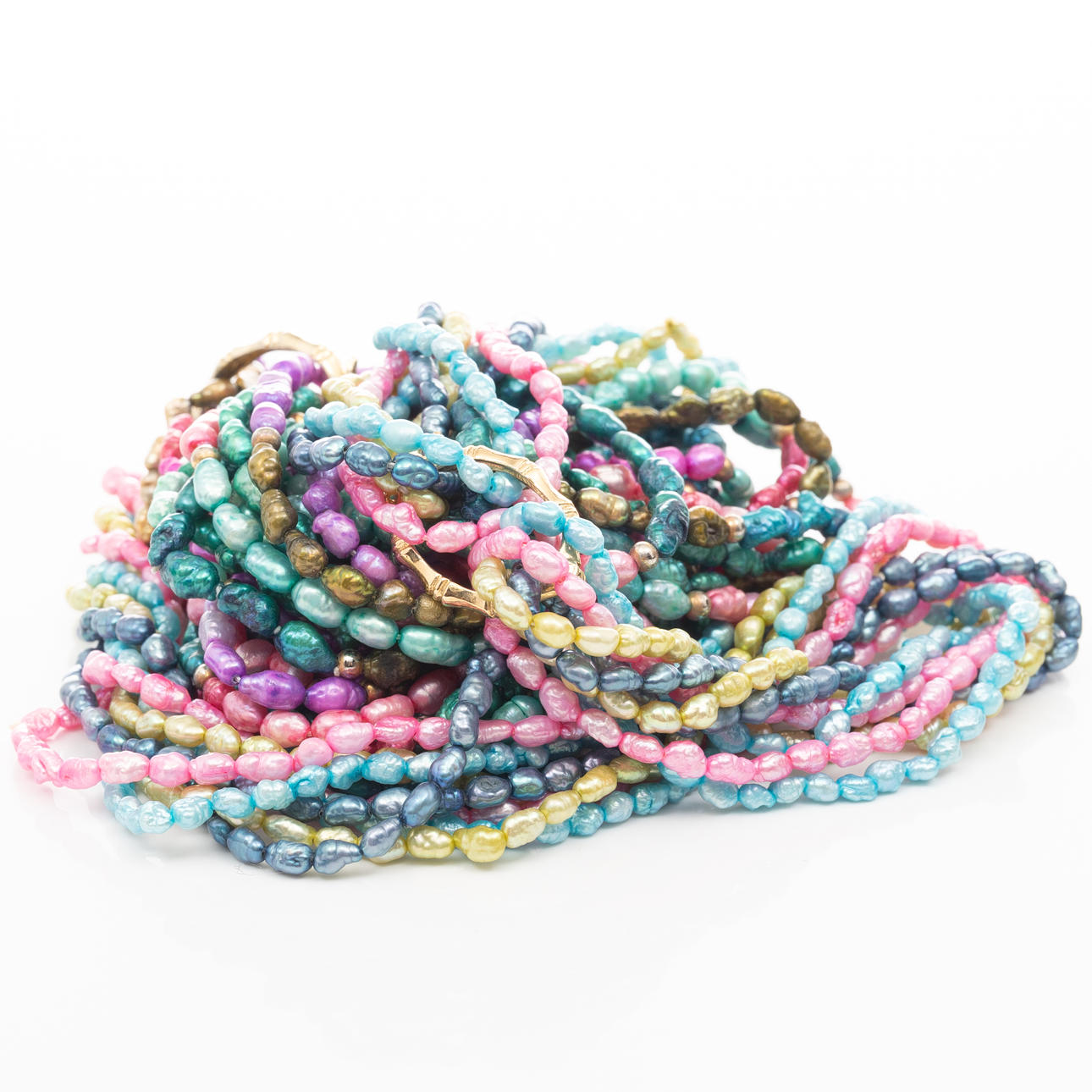 PÄRLCOLLIER, 2 st, Förgyllt sterlingsilver.