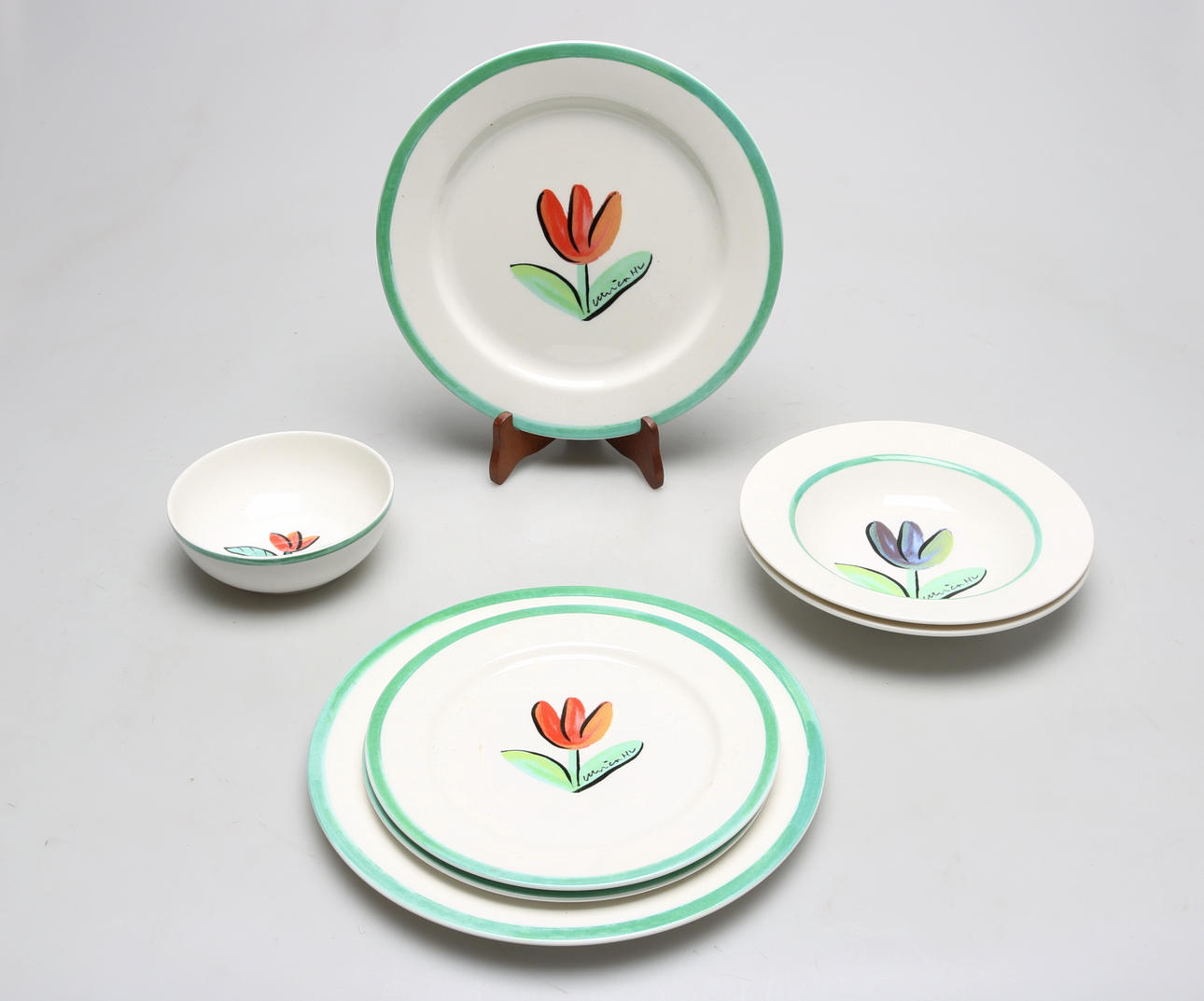 SERVISDELAR, 7 st, porslin, Ulrica Hydman Vallien, 1900-tal.