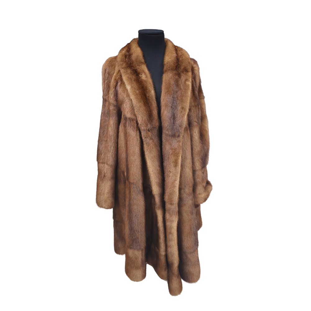 LARGE COGNAC MINK COAT.