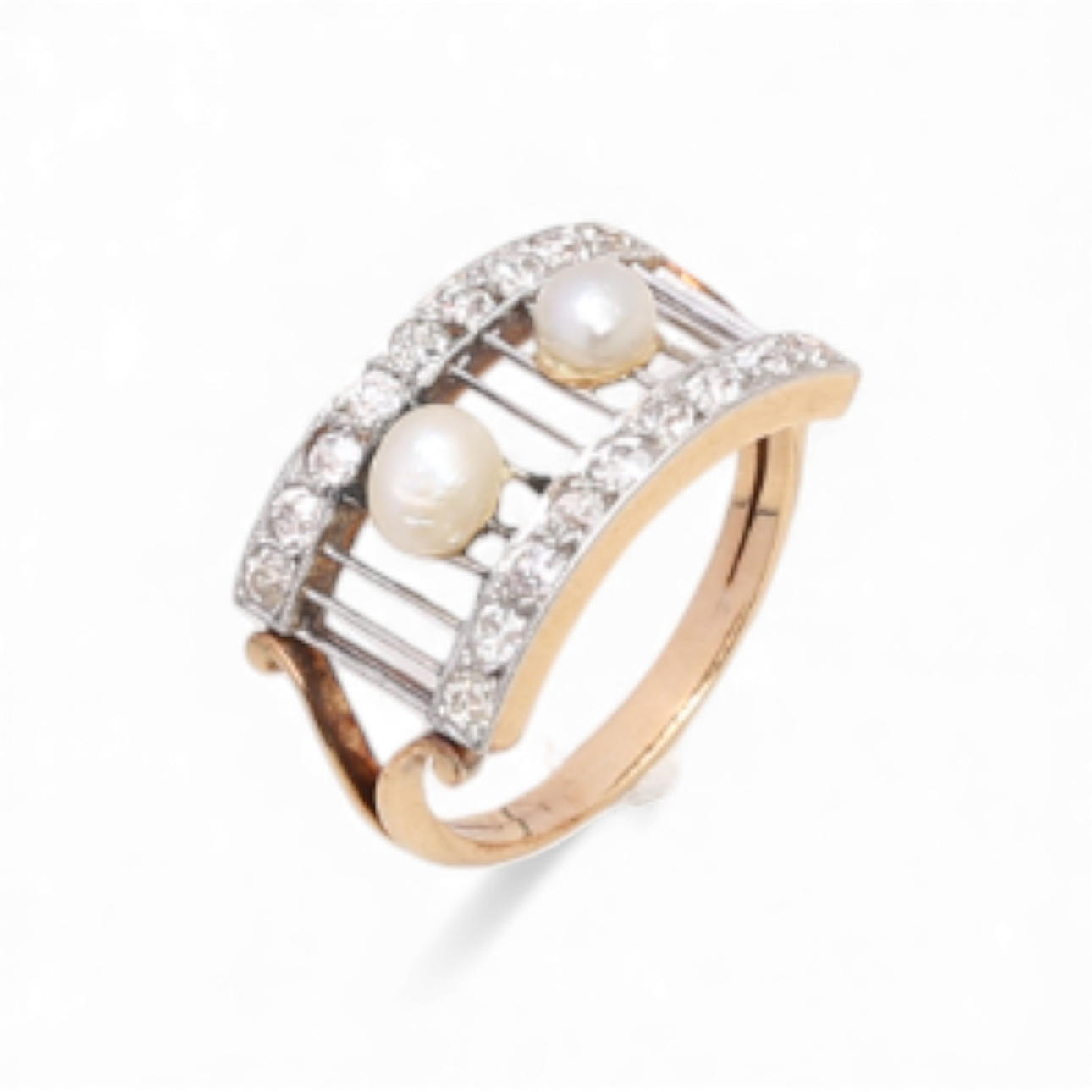 Belle Époque diamond and pearl ring, around 1910.