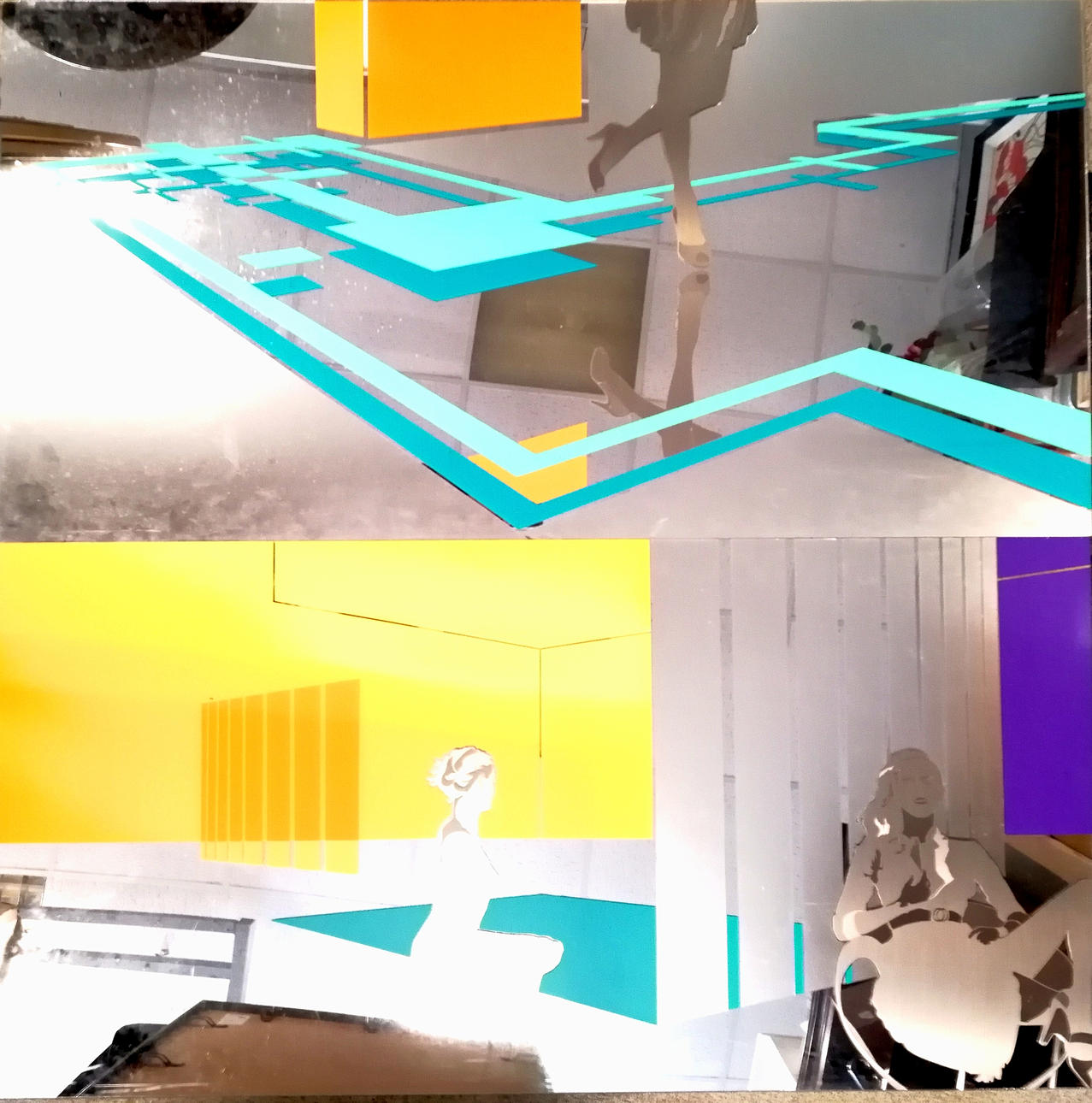 *IAN MONROE 2 x MIRRORED PERSPEX PANELS.