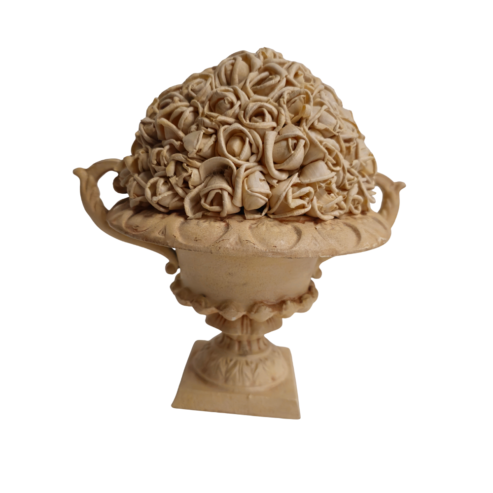 SMALL GERMAN CRATER IN CAST AND POLYCHROME IRON.