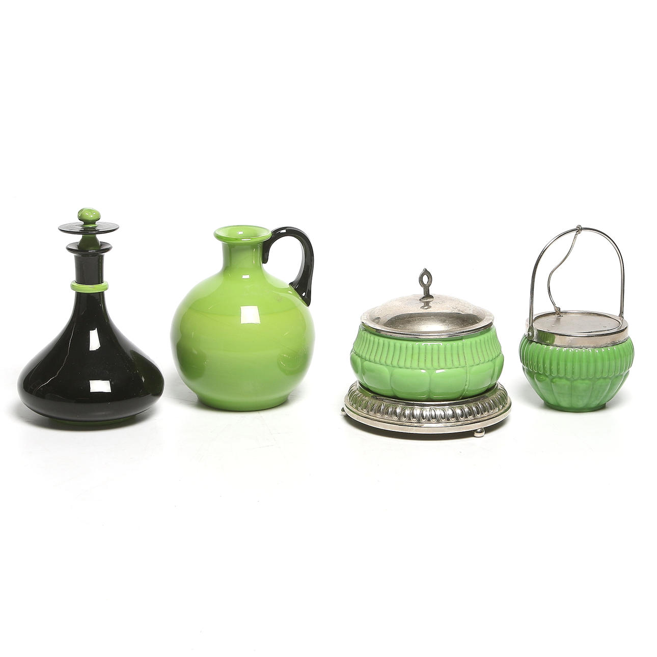 SERVISDELAR, 4 st, glas, Art Deco, bl.a, Åfors glasbruk, 1930-tal.