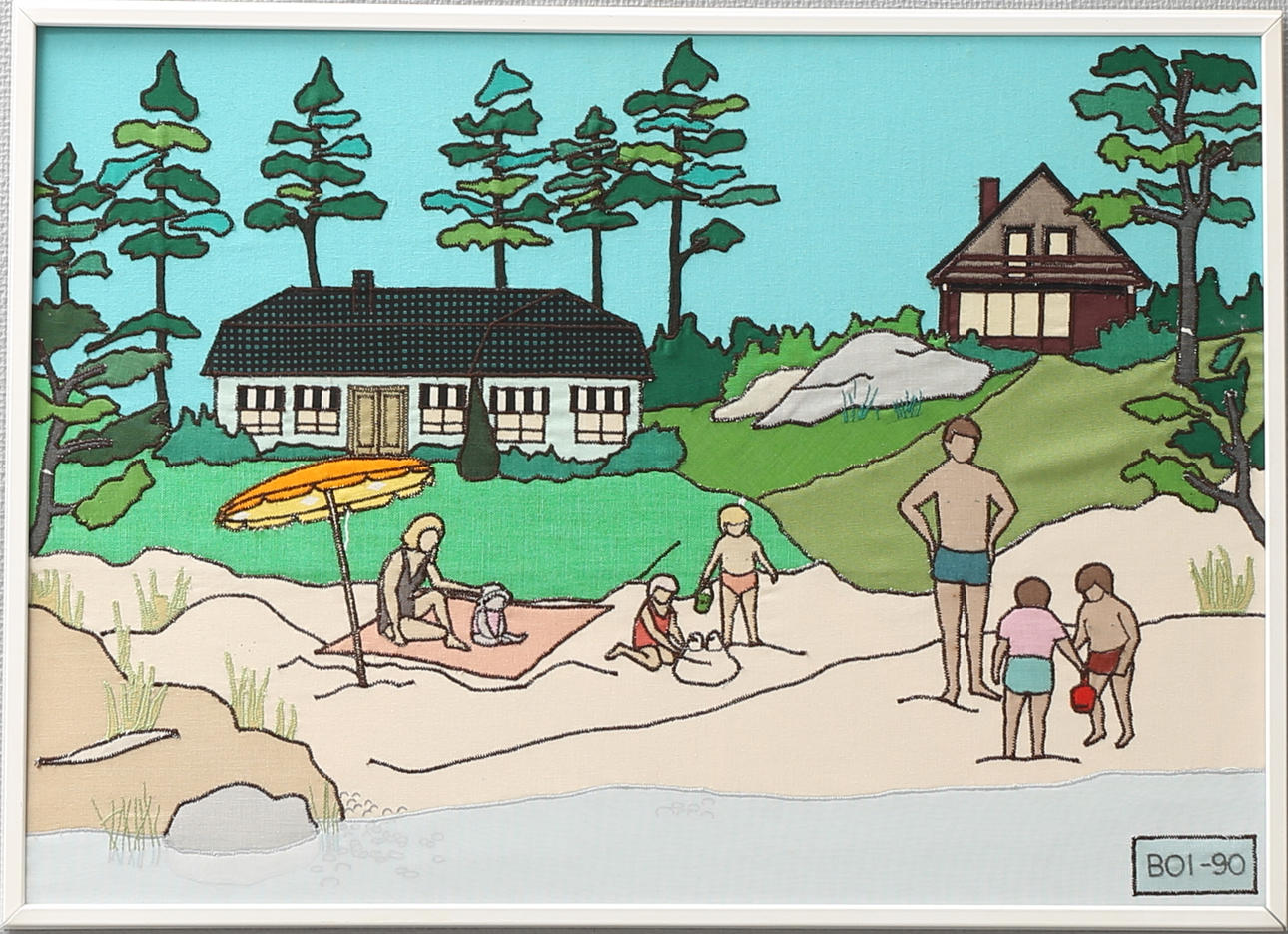 OIDENTIFIERAD KONSTNÄR, textiltavla, signerad BOI, daterad -90.