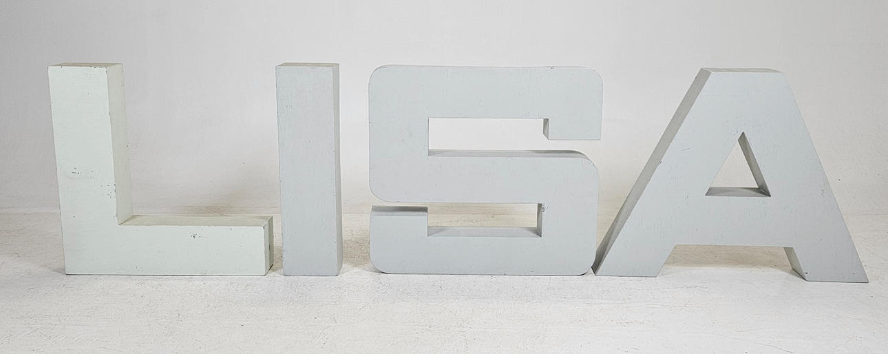 Letters, 4 pcs, sheet metal, painted.