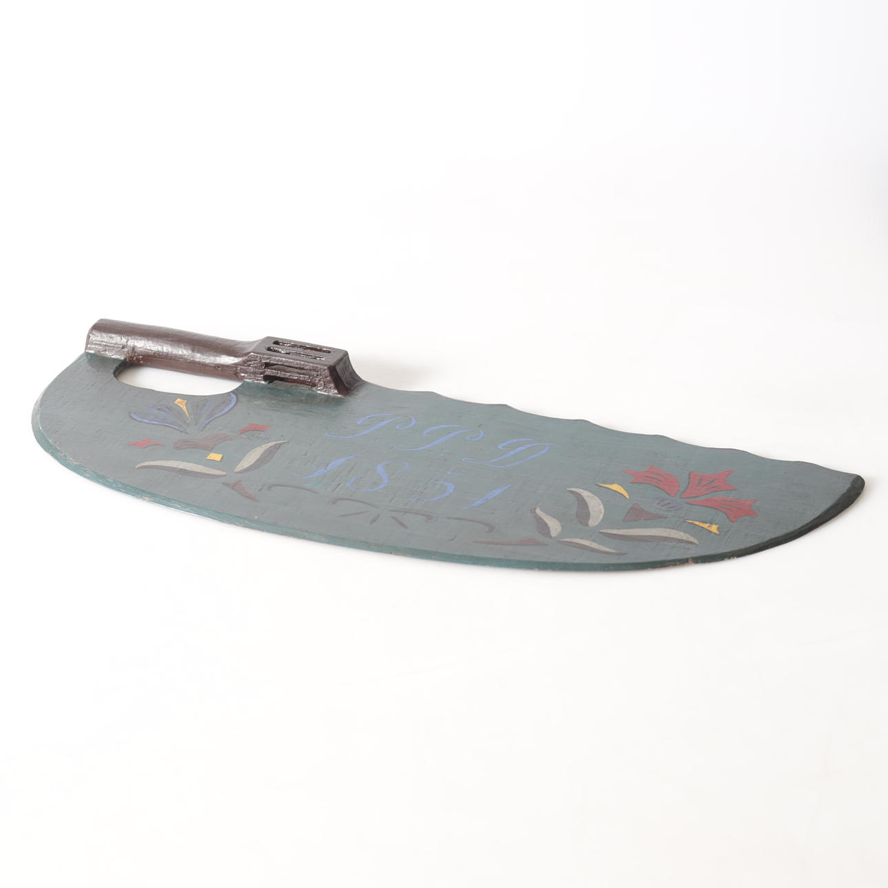 A KNIFE, handloom, dated 1851 in painting.