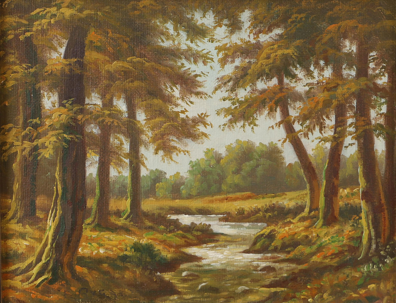 OIDENTIFIERAD KONSTNÄR. Skogsbäck, oil on canvas, indistinctly signed.