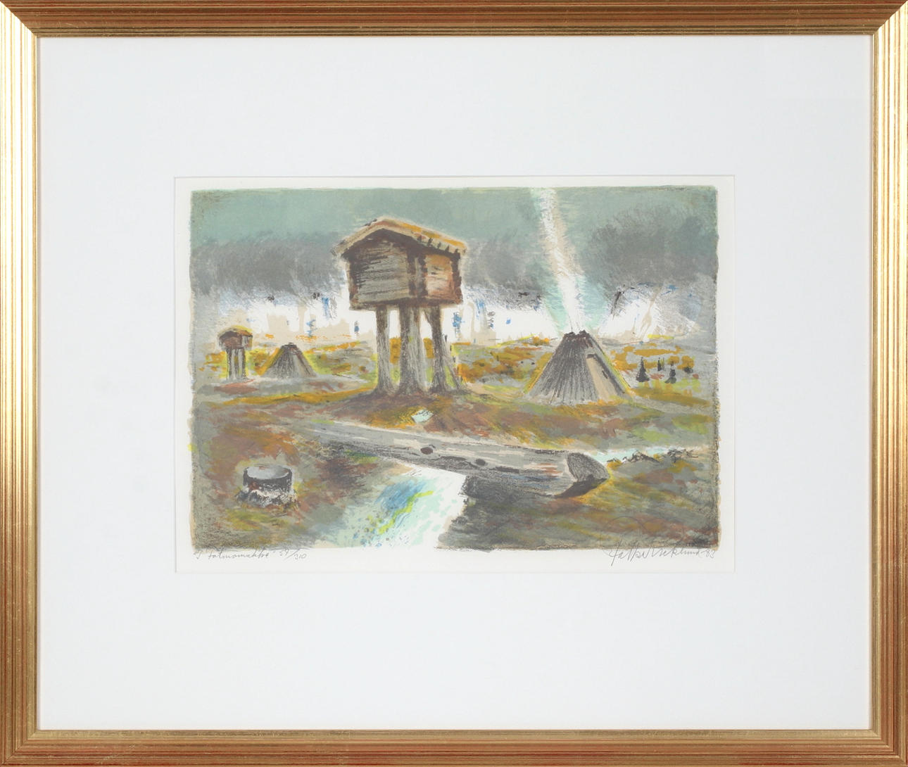 FOLKE RICKLUND. "Fatmomakke", litografi, signerad och numrerad 59/310, daterad -83.