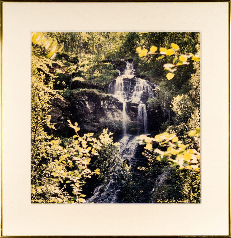 SVEN GILLSÄTER. Photograph, signed, dated 1986 “mill creek fall”.