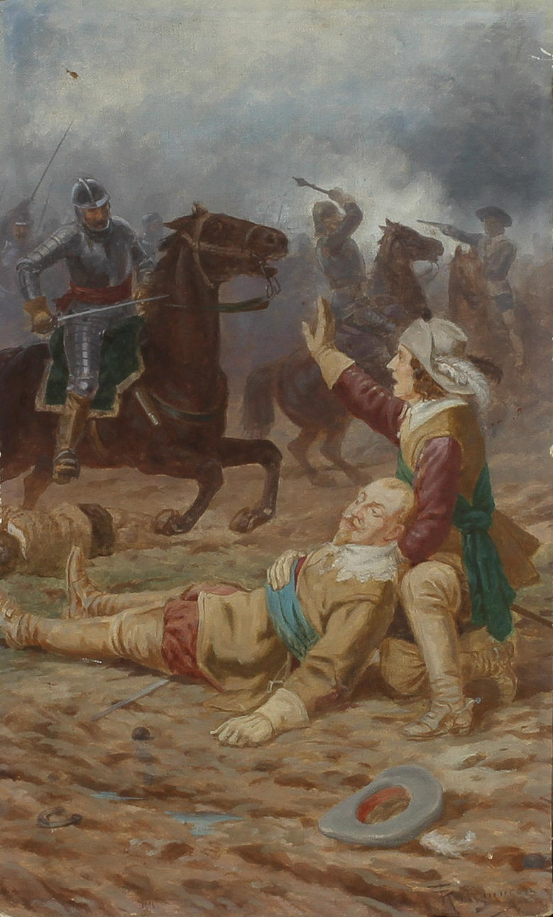 THORWALD RASMUSSEN. troligen, Slaget vid Lützen, olja på duk, sign.