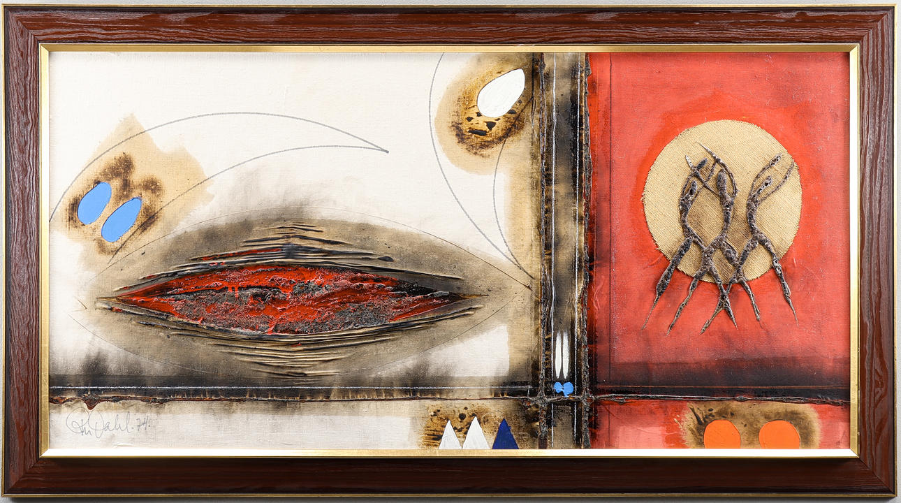 PER DAHL. Mixed media, signed.