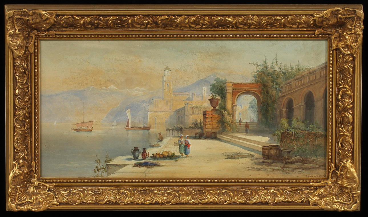 OIDENTIFIERAD KONSTNÄR, Sydländsk hamnbild, akvarell, sign.