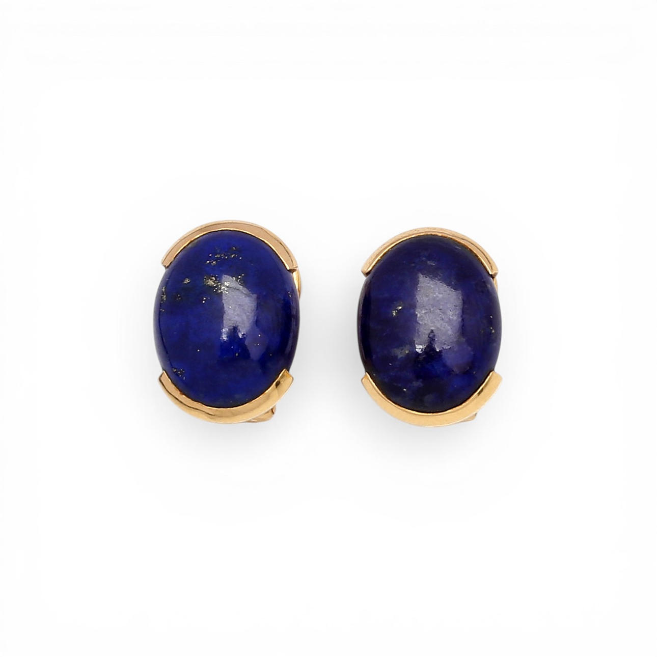 Gold and lapis lazuli earrings.