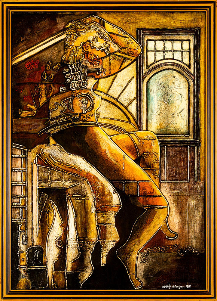 BENGT HOLMGREN. Mixed media on panel, signed, dated 1981.