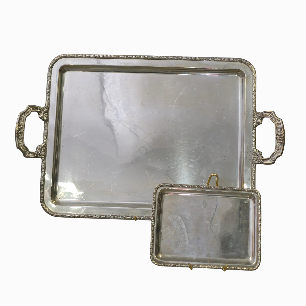 Two rectangular trays in hallmarked Spanish silver. Silver & Metals ...