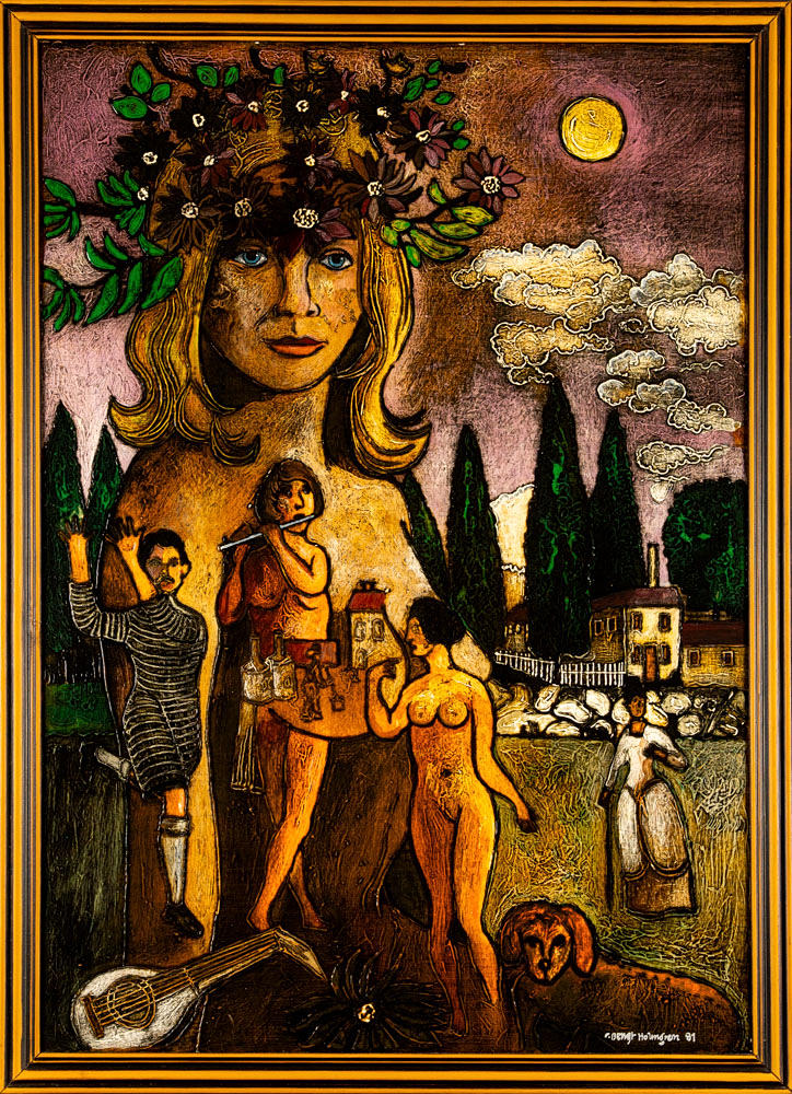 BENGT HOLMGREN. Mixed media on panel, signed, dated 1981.