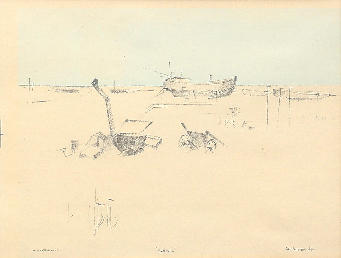 ÅKE PETTERSSON-NÅW. “Winter rest”. Original lithograph, signed.