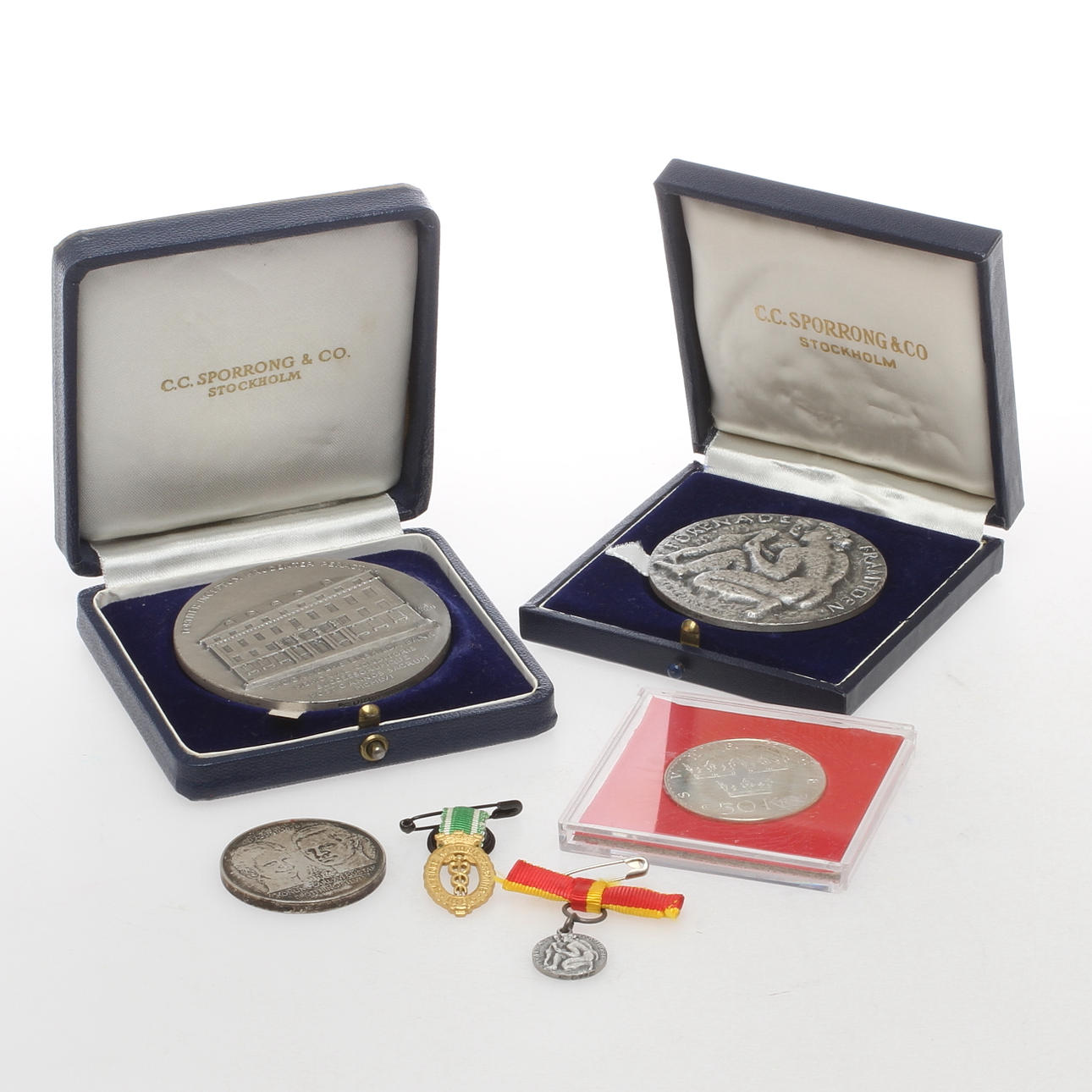 MEDALJER, MYNT samt PIN, 83-92,5% silver.