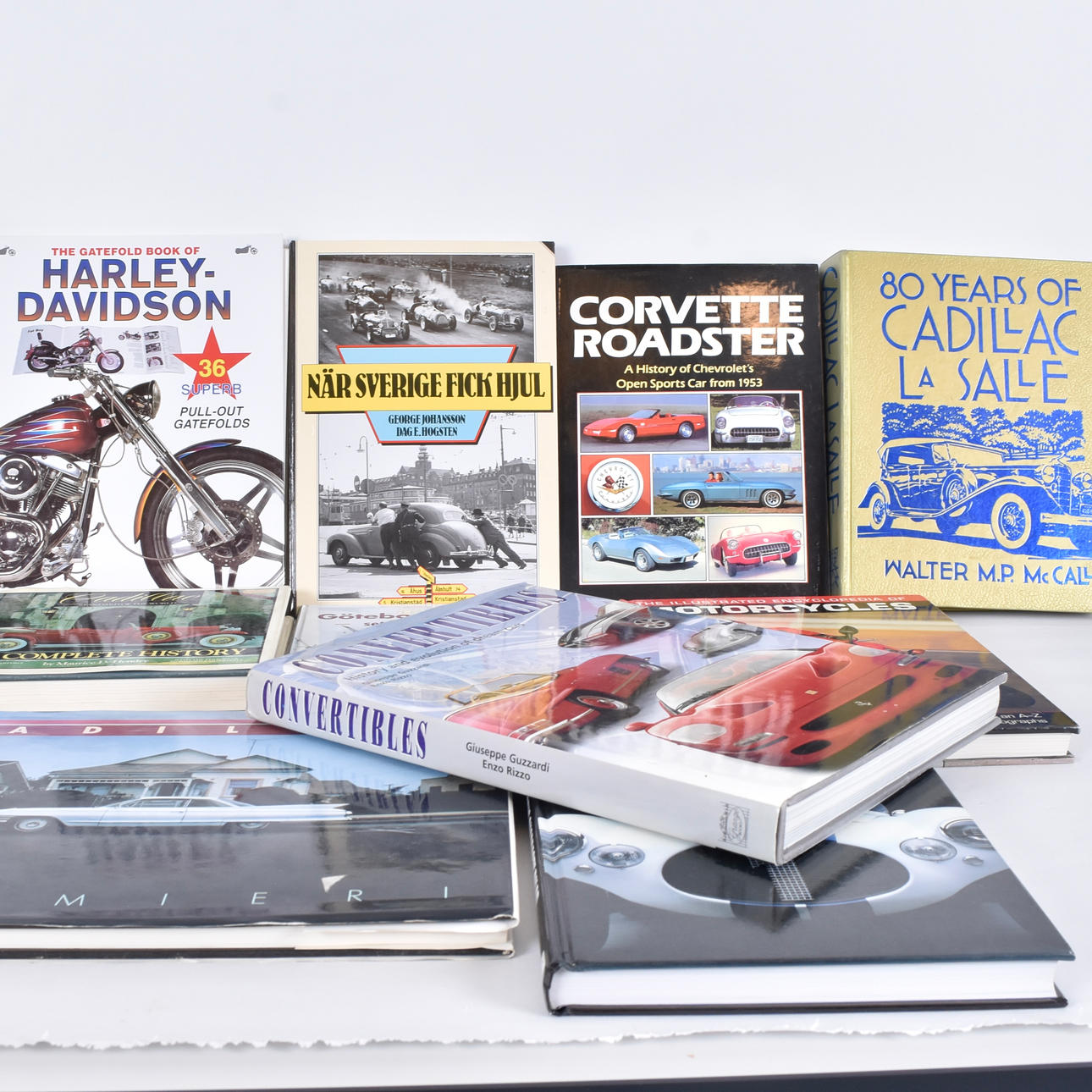 CAR AND MOTORCYCLE BOOKS, 10 volumes.