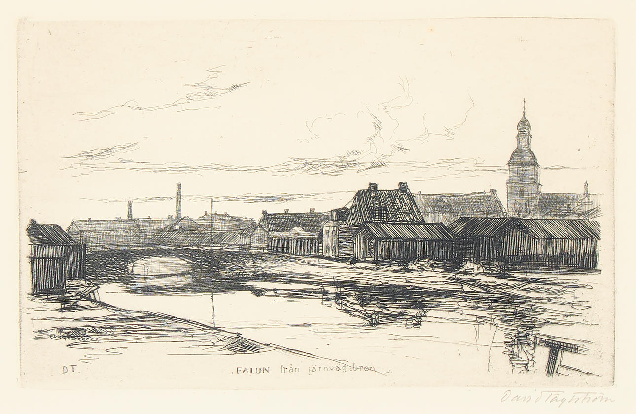 DAVID TÄGTSTRÖM. "FALUN från järnvägsbron".