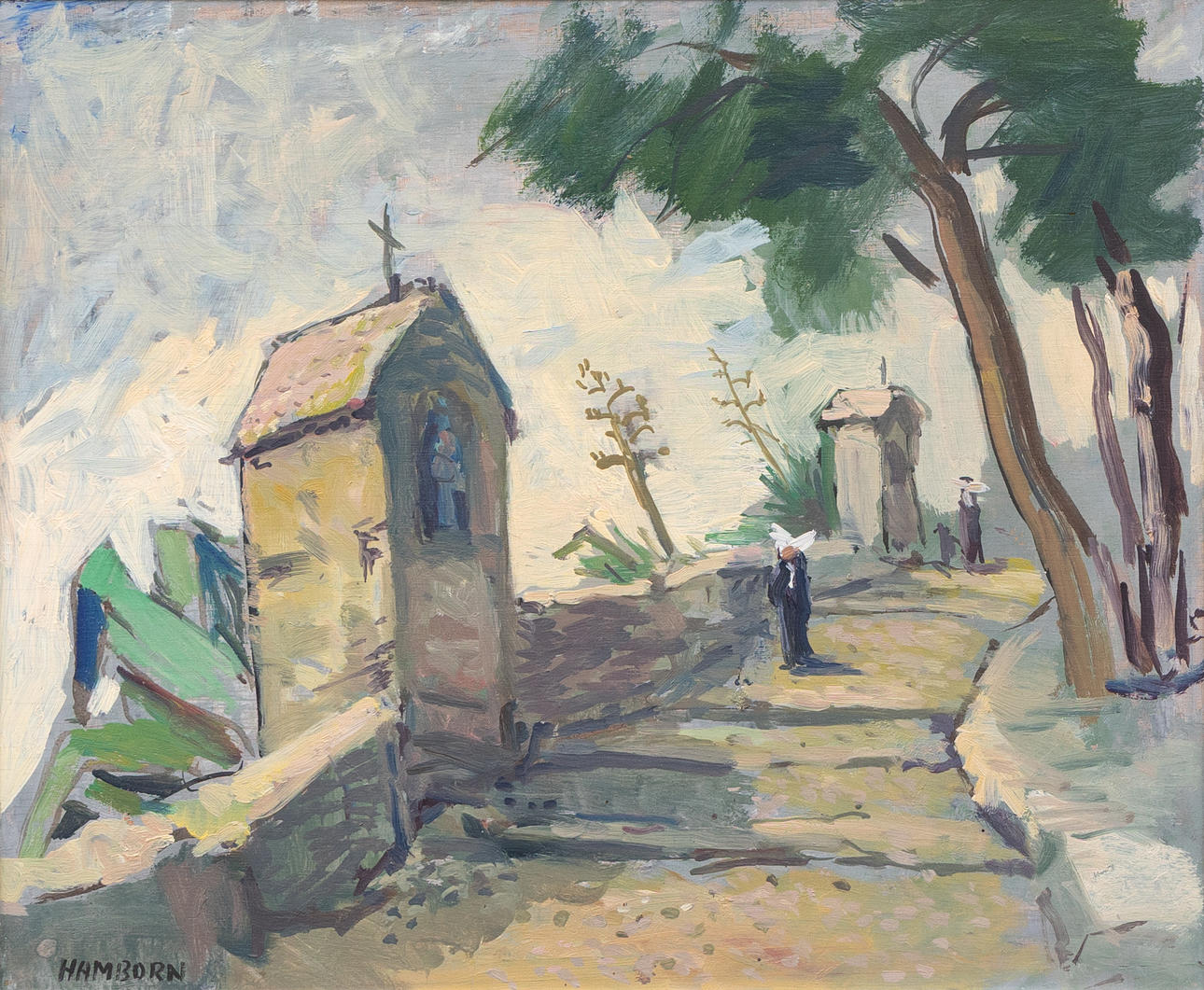 AXEL HAMBORN. 'Klostertrappan', oil on panel, signed.