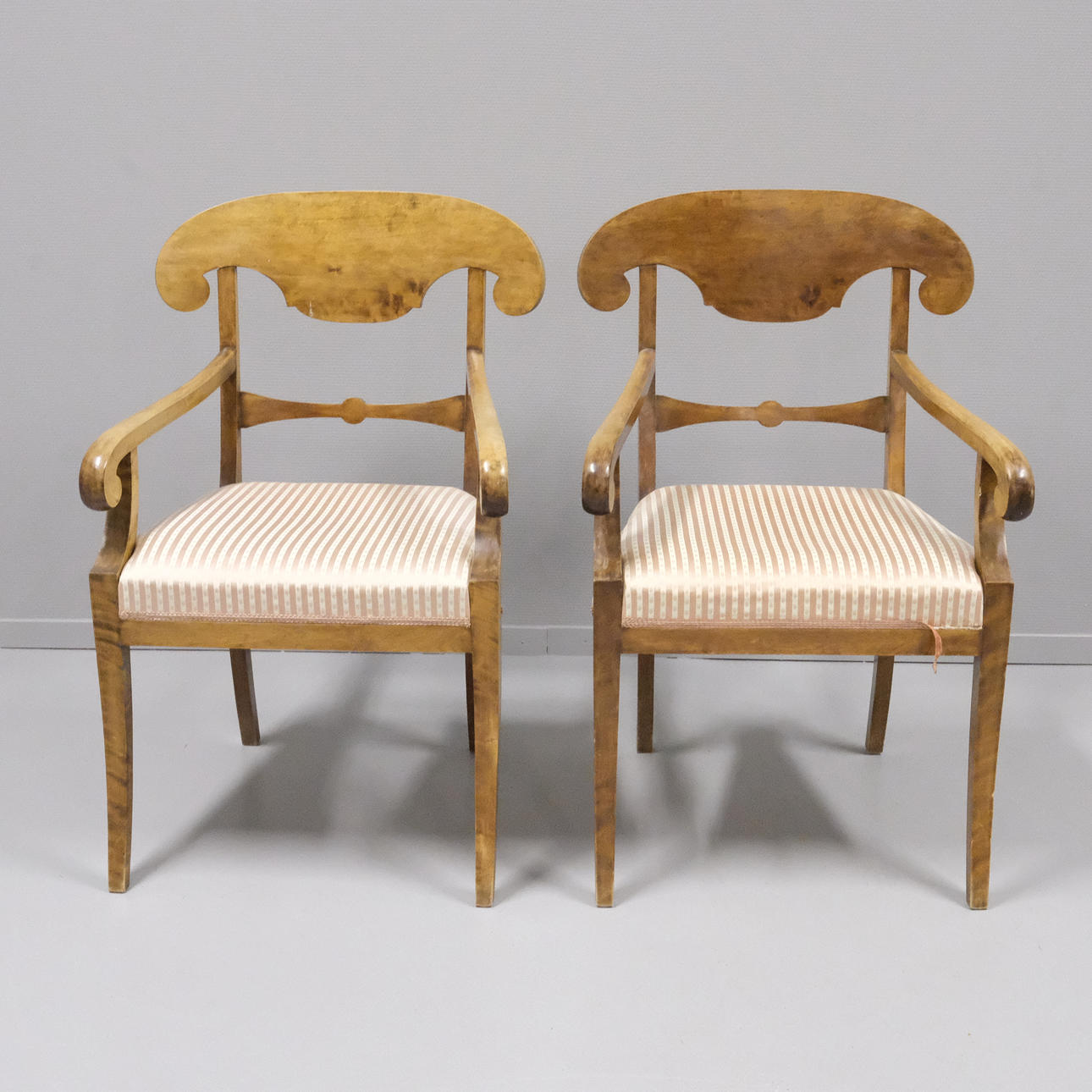 ARMCHAIRS, KARL JOHANSTIL, TWO PIECES.