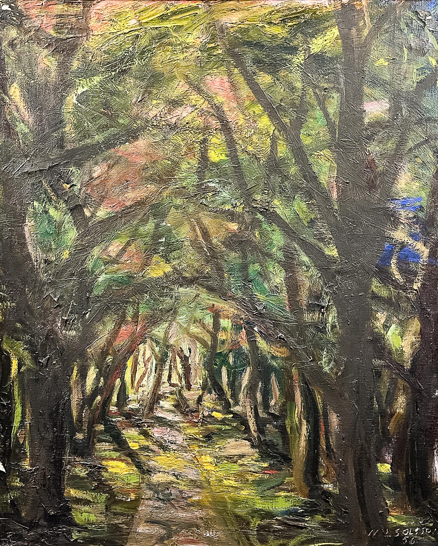 NILS OLSSON. OLJA PÅ DUK, "Skogs skuggor" signerad.