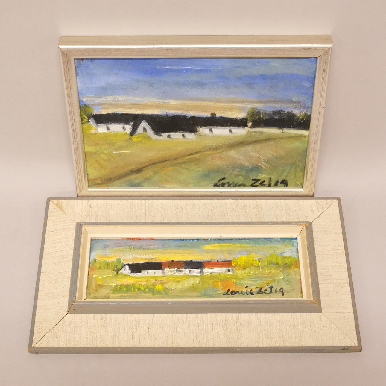 LOUIS ZELIG. OLJEMÅLNINGAR, TVÅ STYCKEN.