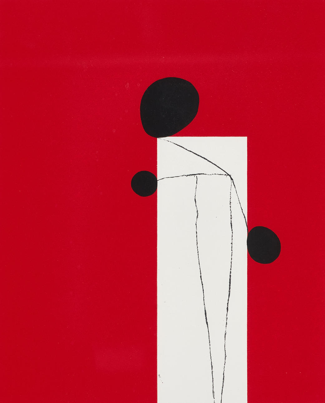 HÅKAN BERG. Composition in red, signed, numbered 9/140, lithograph in colours.