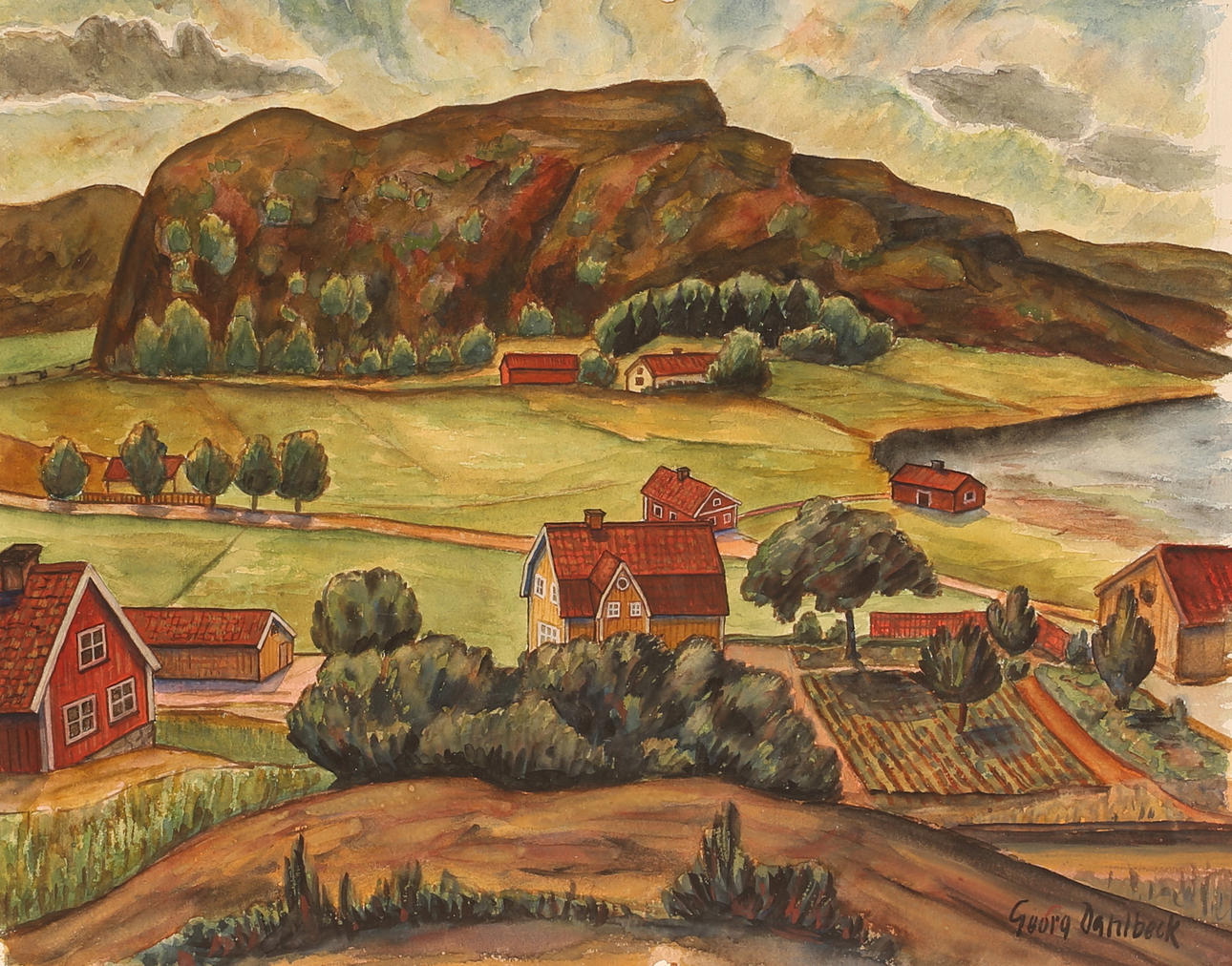 GEORG DAHLBECK. Watercolour, signed.