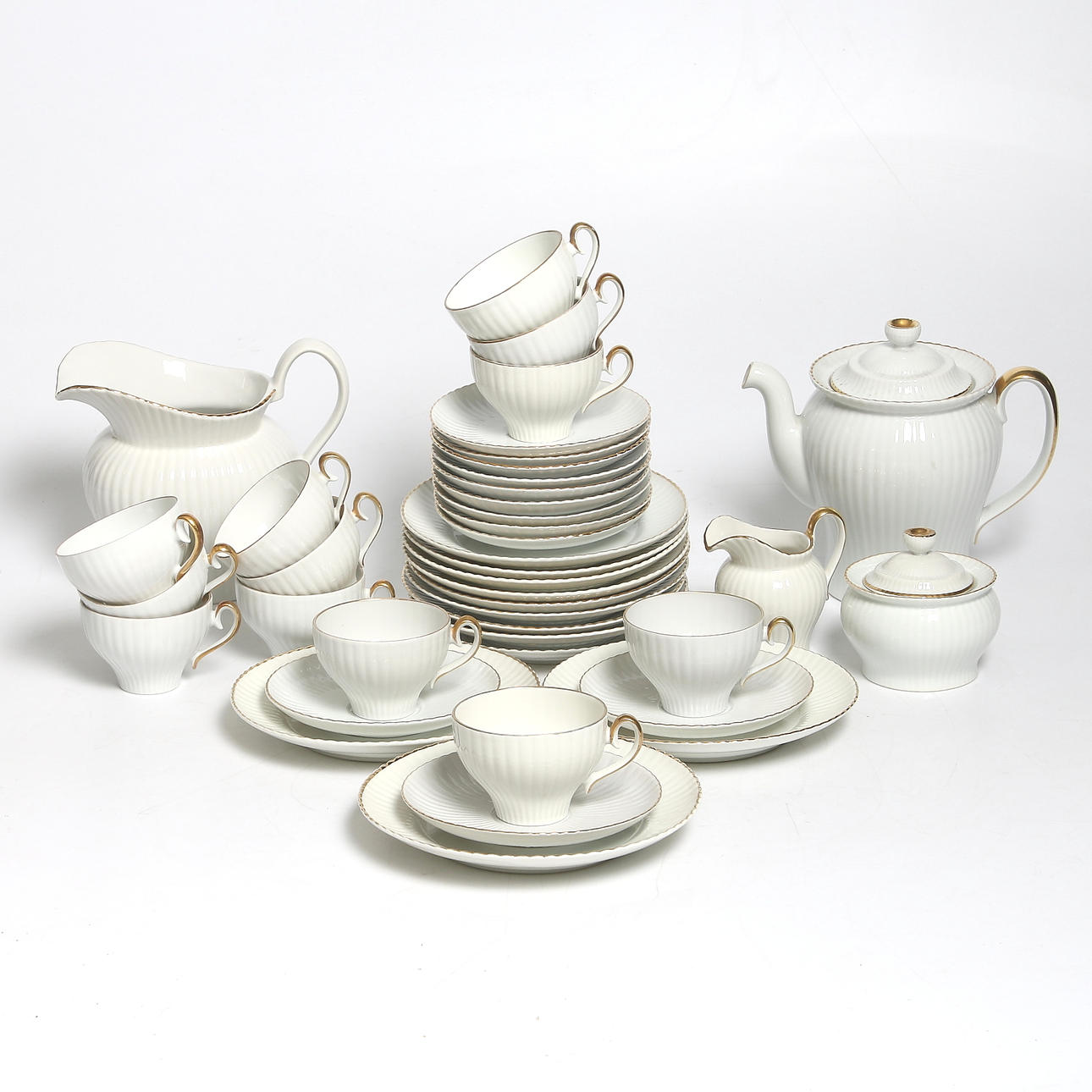 ARTHUR PERCY. Kaffeservis, 40 delar, porslin, "Casablanca", Karlskrona Porslinsfabrik. 1900-talets mitt.