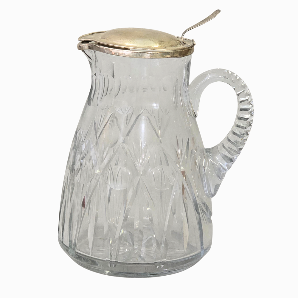 Kanna i slipat glas och lock i silver. Silver & Metall - Silver - Auctionet