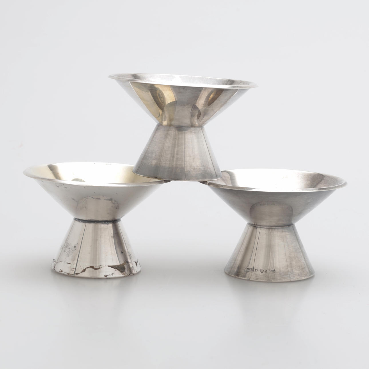 CANDLESTICKS, 3 pcs, silver, 1964/1967, total weight 141 gram.