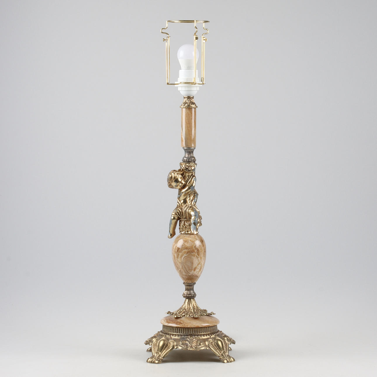 Table lamp, metal, alabaster. 20th century.