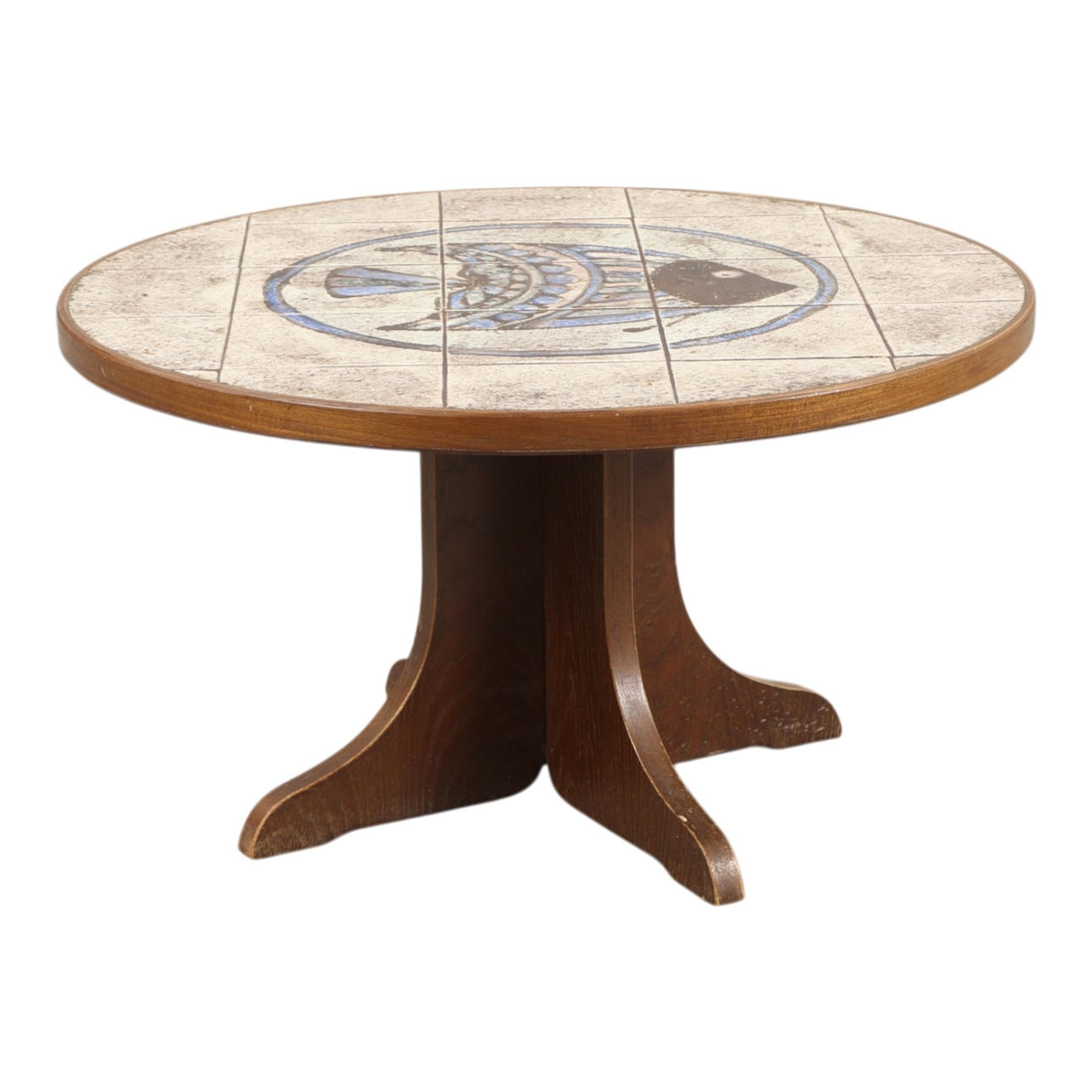 Oak coffee table with ceramic tiles, 1970s.