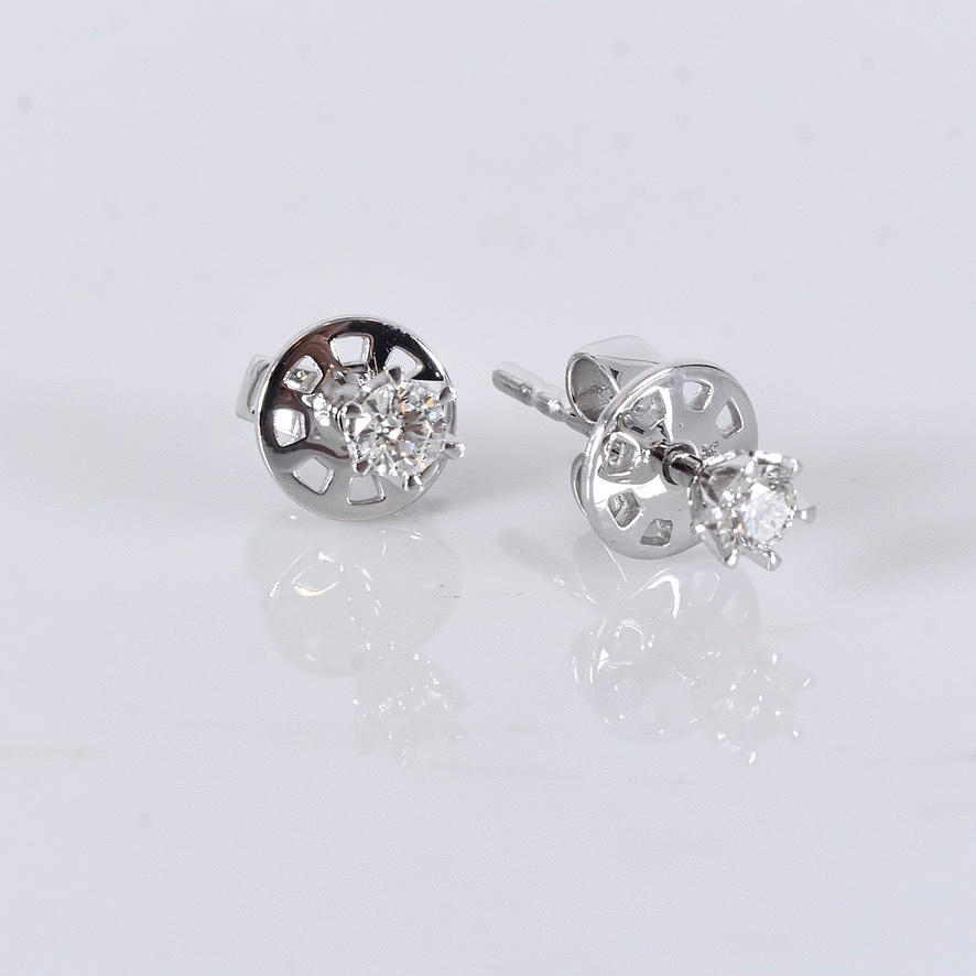 SOLITAIRE EARRINGS, 0,17ct, white gold 18K.