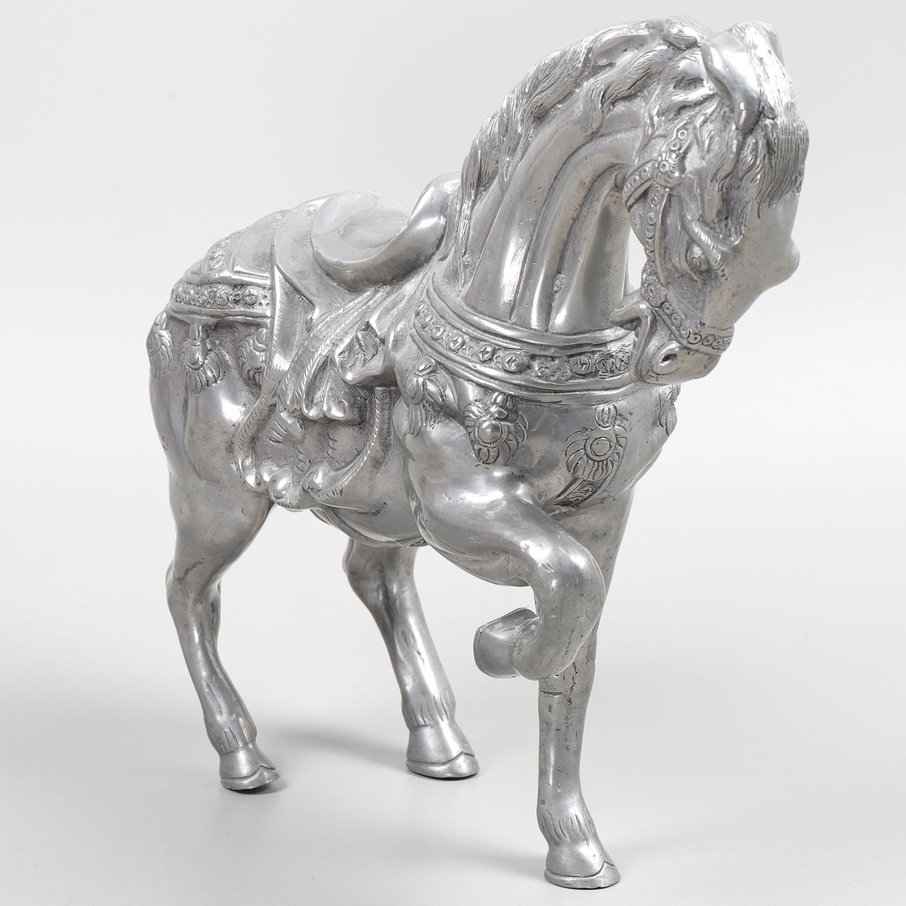 SKULPTUR, häst, tenn, 1900-tal.