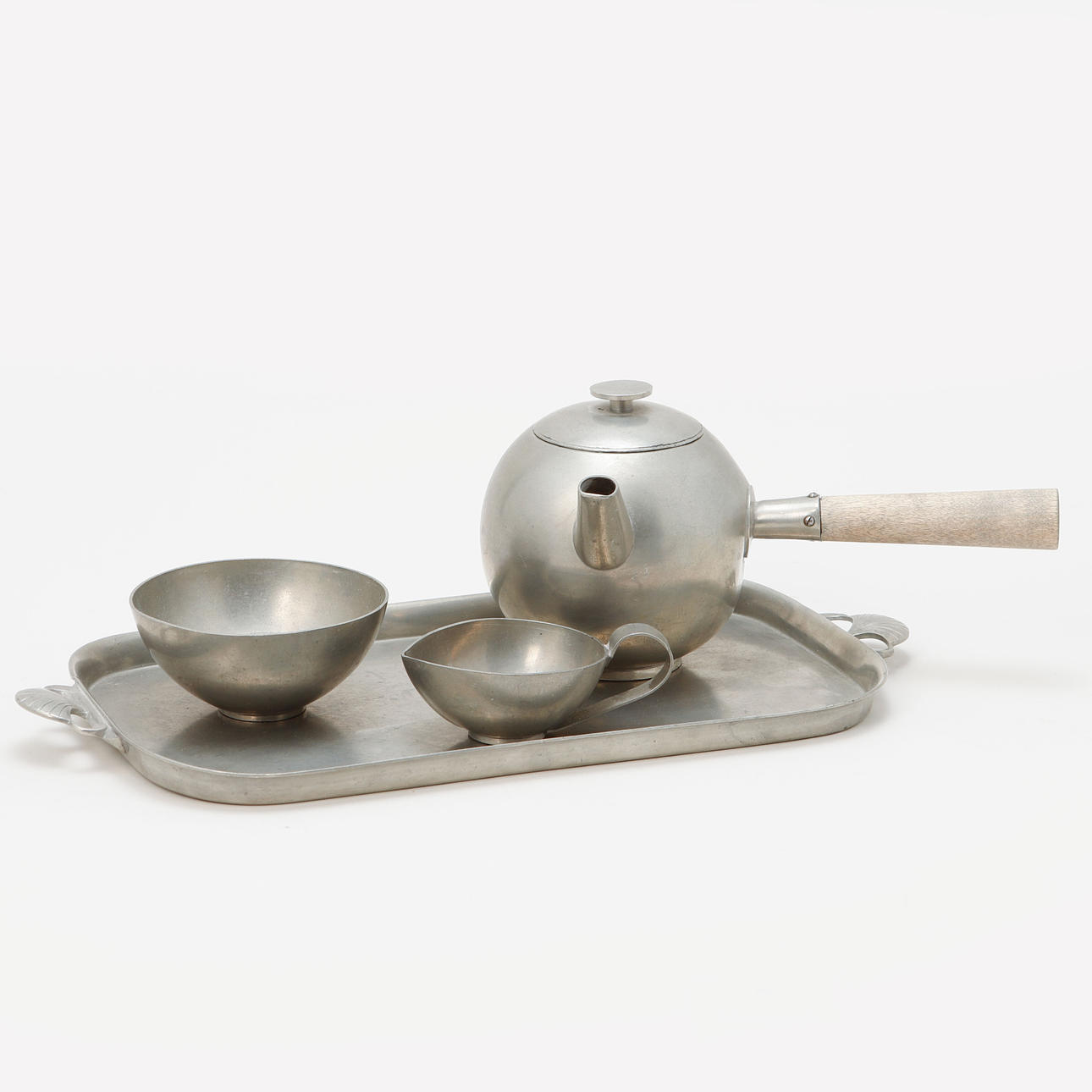 A four-piece GAB tin tea set, 1930's.