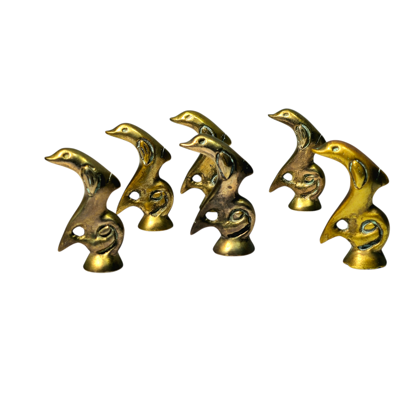 Dolphin-shaped bronze placemarks.