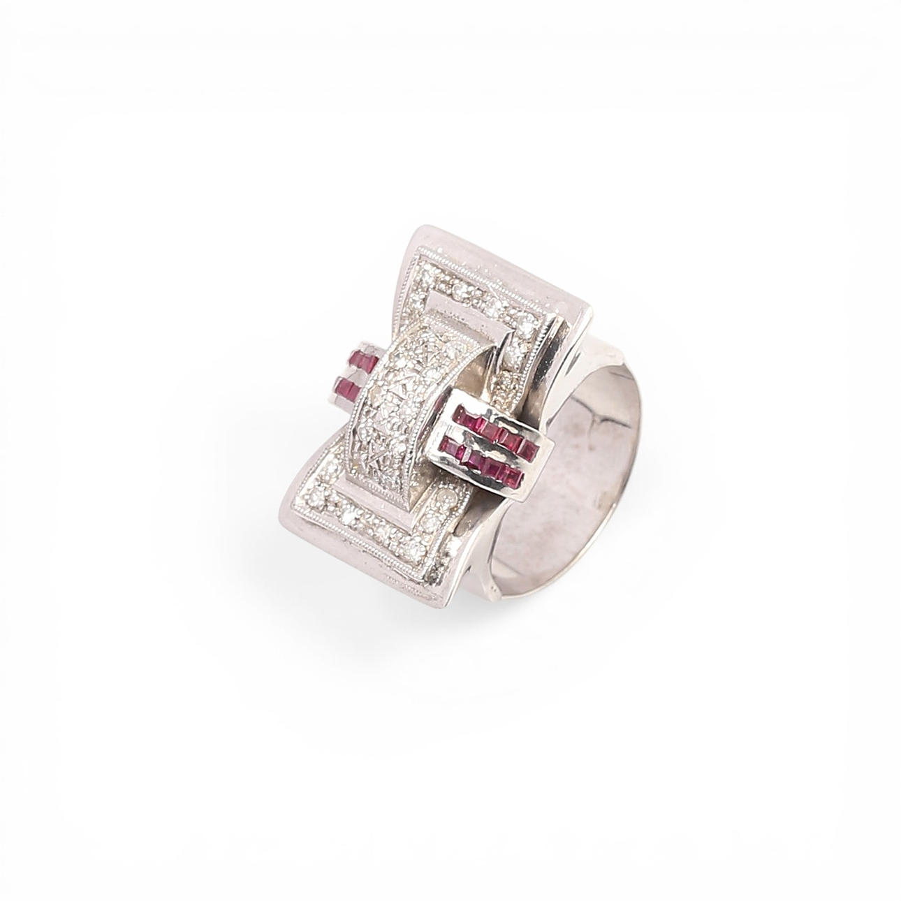 Diamonds and rubies Chevalier ring.